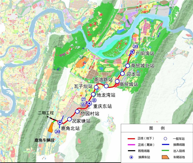 24号线——起于梨树湾,止于广阳湾 一期工程计划开工时间:2021年2月